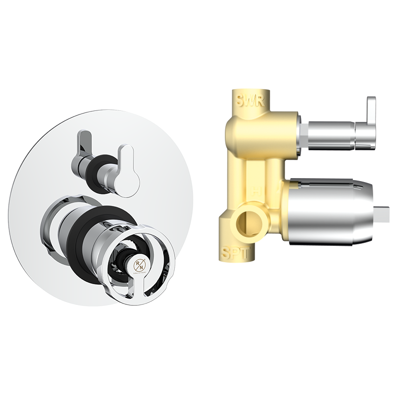 4-Way Single Lever Expose Part Kit  with 4-Way Concealed Diverter 40 mm (2 Inlet, 2 Outlet) – Combined Set