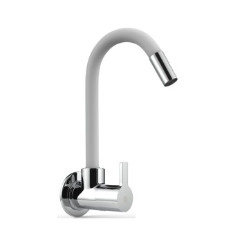 Sink Cock With Flange & White Flexible Spout