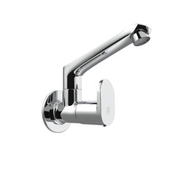 Sink Cock (Wall Mounted) With Flange & Swinging Spout